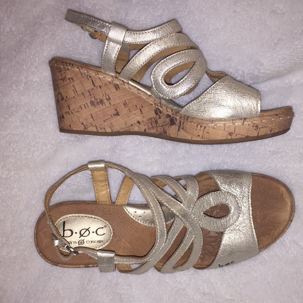 Silver Strappy Wedge Sandals